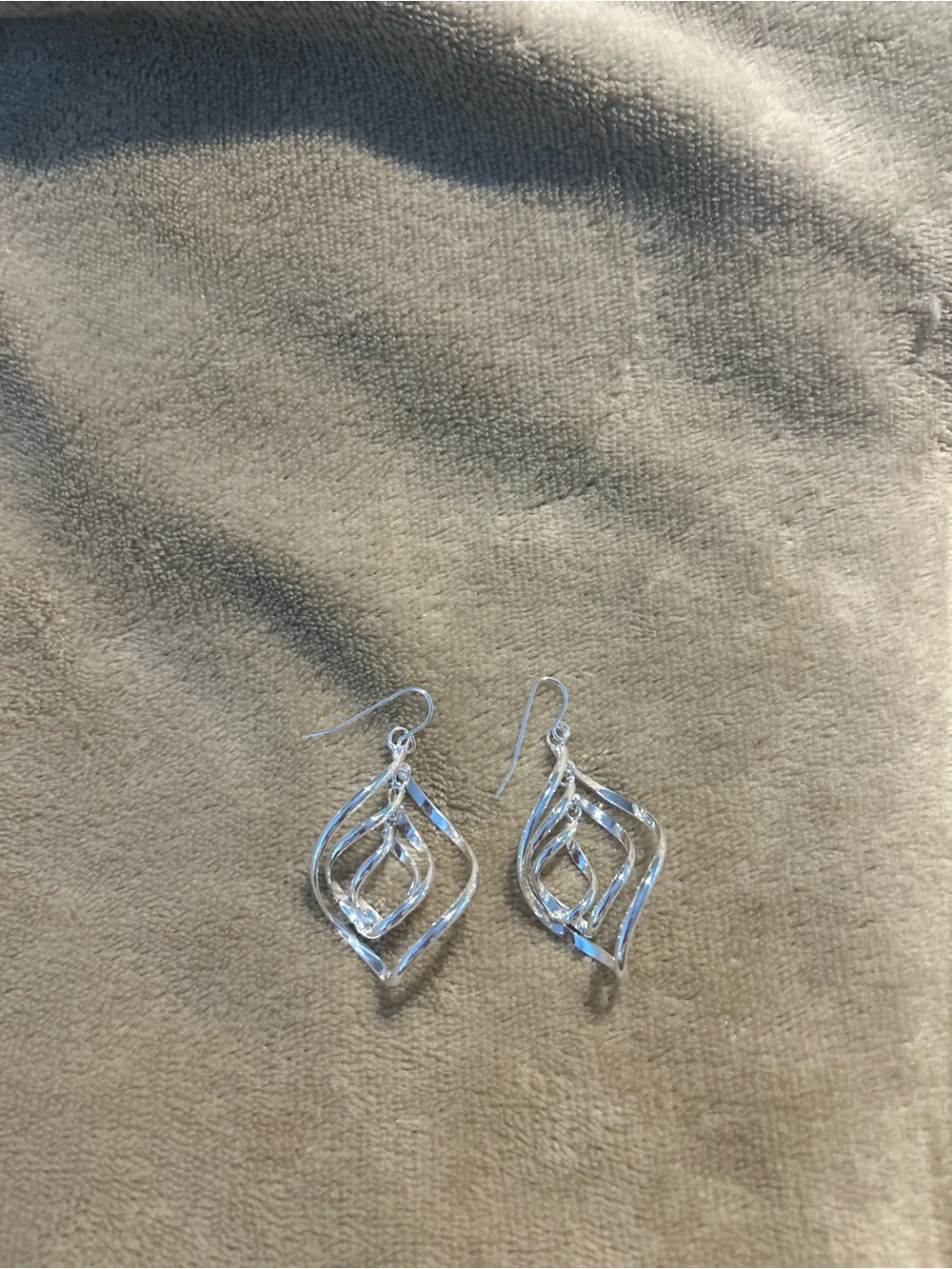Silver Tone Twisted Open Drop Earrings - Women Jewelry